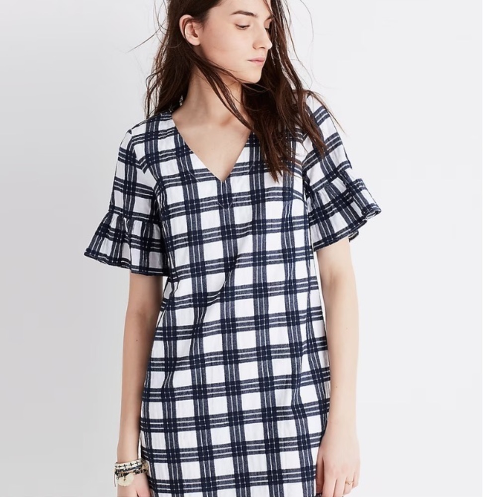 Madewell Bell-Sleeve Dress in Leighton Plaid Size 2